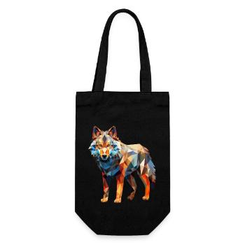 Wolf Geometrisch Zeichnung - Geschenkbeutel für Flaschen - Schwarz - Vorne