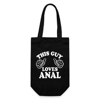 This guy loves anal - Gift Bag for Bottles - black - Front
