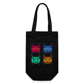 Vier Farben Katzen / Cats like Warhol - Geschenkbeutel für Flaschen - Schwarz - Vorne