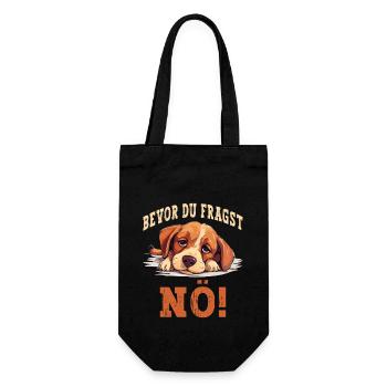 Bevor Du Fragst Nö Nein Hund Lustig Spruch Humor - Geschenkbeutel für Flaschen - Schwarz - Vorne