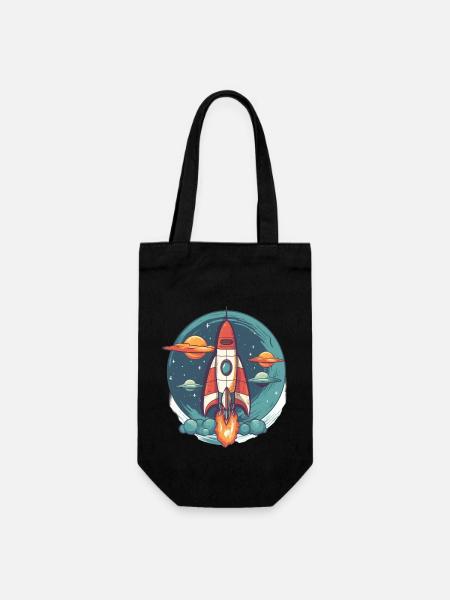 Whimsy Rocket: Aventure galactique! - Sac à bouteille - noir