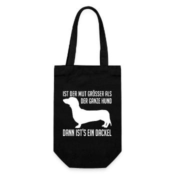 Mutiger Dackel Dackelsilhouette lustiger Spruch - Geschenkbeutel für Flaschen - Schwarz - Vorne
