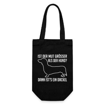 Dackel ist mutig, der Dackel hat ein großes Herz - Geschenkbeutel für Flaschen - Schwarz - Vorne