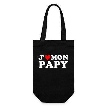 J' aime mon papy cadeau grand-père coeur rouge - Sac à bouteille - noir - Devant