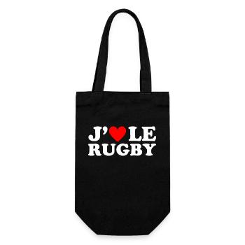 J' aime le rugby cadeau rugbyman coeur rouge - Sac à bouteille - noir - Devant