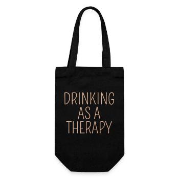 drinking as a therapy - Gift Bag for Bottles - black - Front