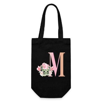Lettre M avec fleurs - Sac à bouteille - noir - Devant