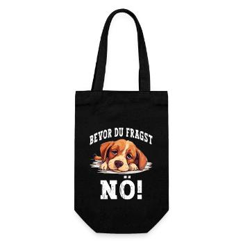 Bevor Du Fragst Nö Nein Hund Lustig Spruch Humor - Geschenkbeutel für Flaschen - Schwarz - Vorne
