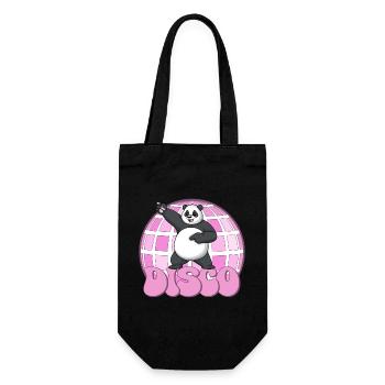 Panda Bär Tanzen Disco Party 70er Jahre Discokugel - Geschenkbeutel für Flaschen - Schwarz - Vorne