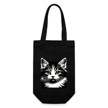 Liebevolles Katzengesicht - Geschenkbeutel für Flaschen - Schwarz - Vorne