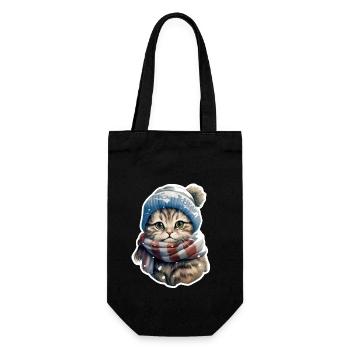 Chat en hiver - Sac à bouteille - noir - Devant