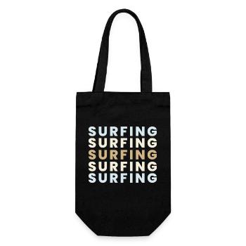 Surfing Schriftzug - Geschenkbeutel für Flaschen - Schwarz - Vorne