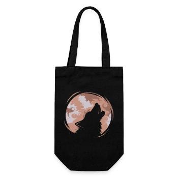 Wolf Illustration Symbol Logo Mond Abend icon - Geschenkbeutel für Flaschen - Schwarz - Vorne