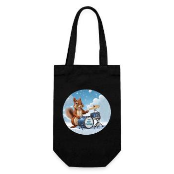 Squirrel plays drums in the snow - Gift Bag for Bottles - black - Front
