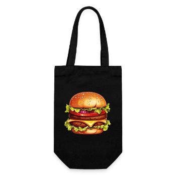 Burger Hamburger Cheeseburger Fast Food USA Comic - Geschenkbeutel für Flaschen - Schwarz - Vorne