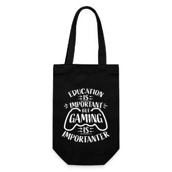 Education Is Important But Gaming Is Importanter - Geschenkbeutel für Flaschen - Schwarz - Vorne