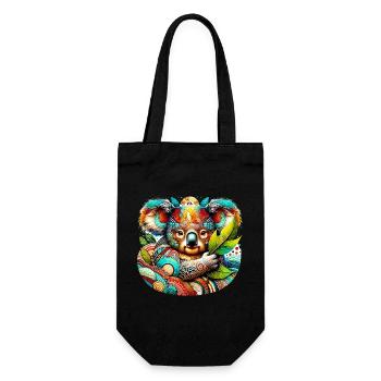 Kunstvoller Koala - Geschenkbeutel für Flaschen - Schwarz - Vorne