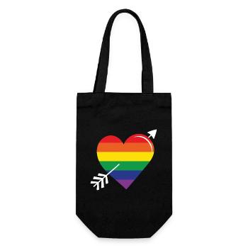 Pfeil Regenbogenherz Stolz - Geschenkbeutel für Flaschen - Schwarz - Vorne