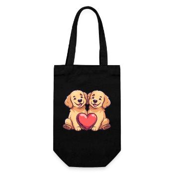 Golden Retriever Dogs Couple Love Couple In Love - Gift Bag for Bottles - black - Front