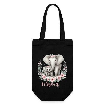 Mama Heart Floral Wreath Elephant Baby Shower - Gift Bag for Bottles - black - Front