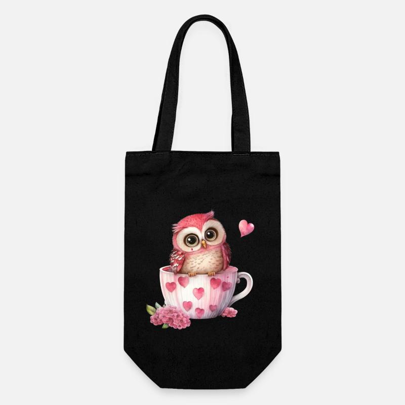 Eule Eulen - Geschenkbeutel für Flaschen - Schwarz