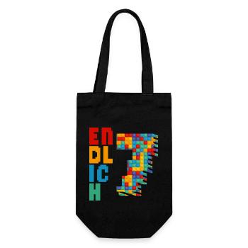Finally 7 building blocks - Gift Bag for Bottles - black - Front