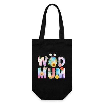 Wöd Mum - Welt Mum, beste Mama, Muttertag - Geschenkbeutel für Flaschen - Schwarz - Vorne