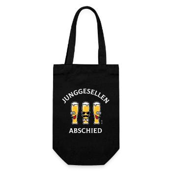 Junggesellenabschied (JGA / Bier / Biergläser, 4C) - Geschenkbeutel für Flaschen - Schwarz - Vorne