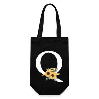 Lettre q floral tournesol - Sac à bouteille - noir - Devant