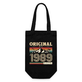 35th Birthday Husband Original April Vintage 1989 - Gift Bag for Bottles - black - Front