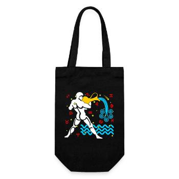 Aquarius-Farbe - Geschenkbeutel für Flaschen - Schwarz - Vorne