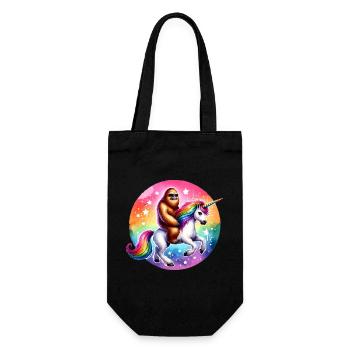 Orang-Utan auf Regenbogen-Einhorn - Geschenkbeutel für Flaschen - Schwarz - Vorne