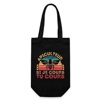 Apiculteur si je cours,tu cours humour apiculture - Sac à bouteille - noir - Devant