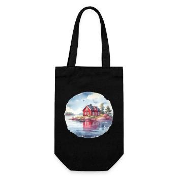 Schwedenhaus Schwedenhaus Urlaub Geschenk - Geschenkbeutel für Flaschen - Schwarz - Vorne