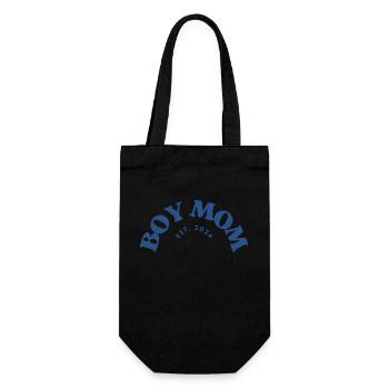 Boy Mom est. 2024 - Geschenkbeutel für Flaschen - Schwarz - Vorne