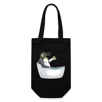 Pinguin Baden Badewanne  - Geschenkbeutel für Flaschen - Schwarz - Vorne