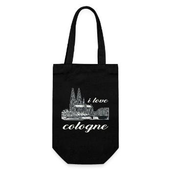 I love Cologne Design with the Cologne Cathedral and the Rhine - Gift Bag for Bottles - black - Front