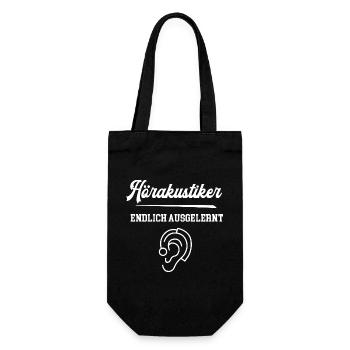 Hörakustiker Endlich Ausgelernt Lehrling Azubi - Geschenkbeutel für Flaschen - Schwarz - Vorne