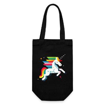 Magisches Einhorn – Farbenfrohes Design - Geschenkbeutel für Flaschen - Schwarz - Vorne