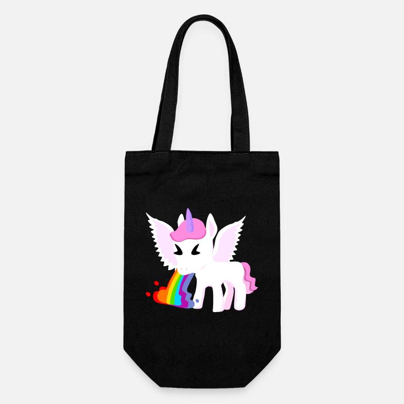 Einhorn Regenbogenspucke - Geschenkbeutel für Flaschen - Schwarz