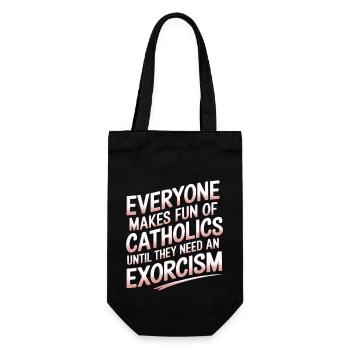 Fun of Catholics Until Exorcism Needed 1 8 - Geschenkbeutel für Flaschen - Schwarz - Vorne
