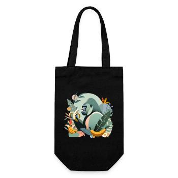 Fier gorille avec banane en environnement tropical - Sac à bouteille - noir - Devant