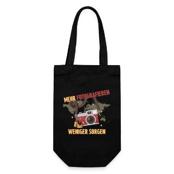 Mehr fotografieren - Weniger Sorgen - Geschenkbeutel für Flaschen - Schwarz - Vorne