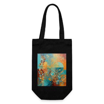 Abstract composition with leaves and circles - Gift Bag for Bottles - black - Front