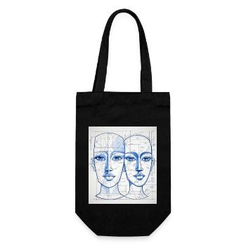 Technical sketch of the head - Gift Bag for Bottles - black - Front