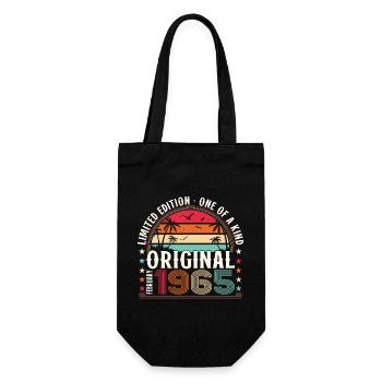60. Geburtstag Geschenk Mann Original Februar 1965 - Geschenkbeutel für Flaschen - Schwarz - Vorne