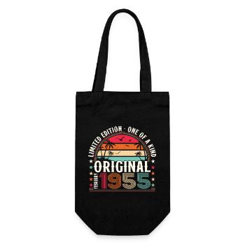 70th Birthday Gift Husband Original February 1955 - Gift Bag for Bottles - black - Front