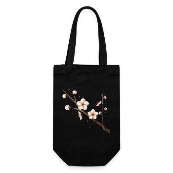 Branche de fleur de prunier – élégance délicate au printemps - Sac à bouteille - noir - Devant