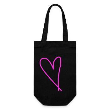 Herz pink rosa Geschenkidee Herzchen Liebe - Geschenkbeutel für Flaschen - Schwarz - Vorne
