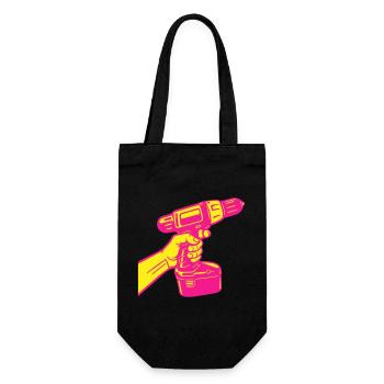 Heimwerker Pop-Art - Geschenkbeutel für Flaschen - Schwarz - Vorne